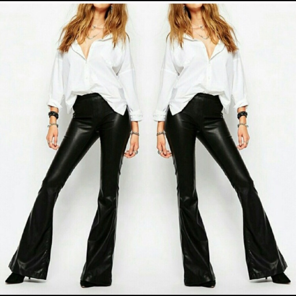 FASHIONOMICS: Faux leather bell bottom pants